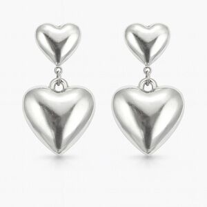 ⚜️ Silver Heart Drop Earrings